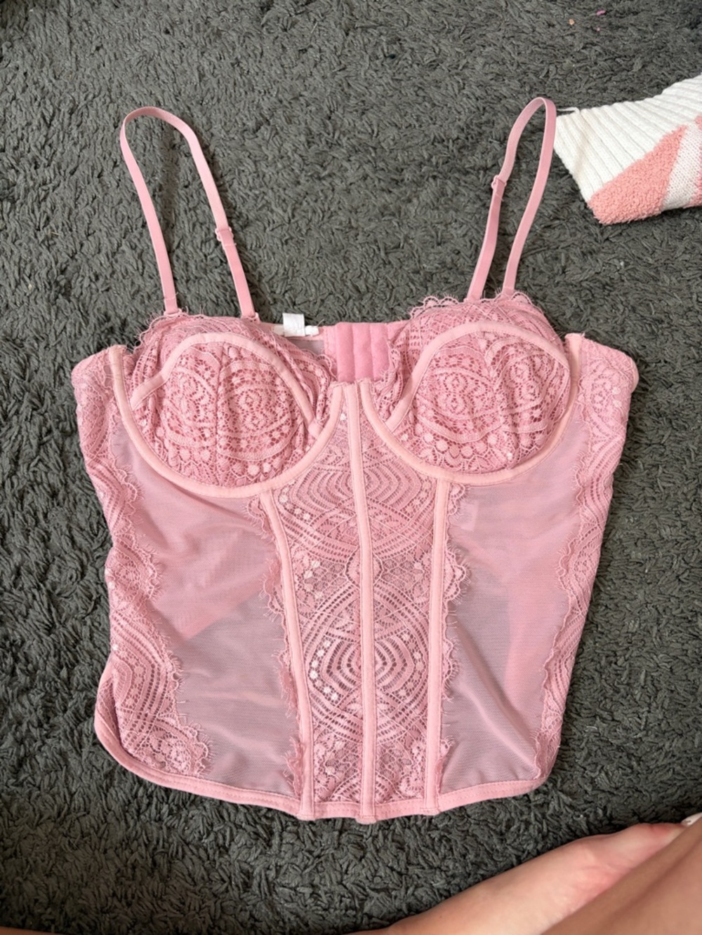 Garage Pink Lace Bustier Top